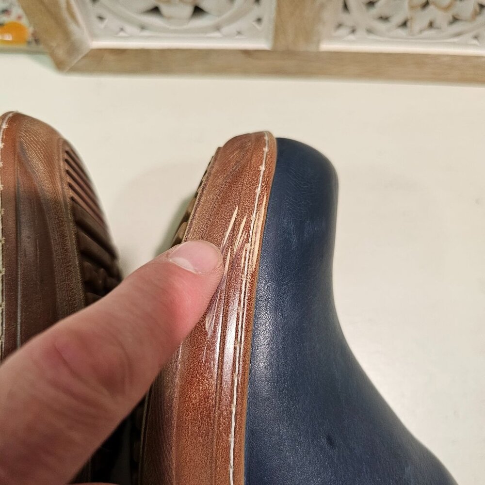 Softwalk Womens Sz 9.5N Navy Madison Leather Platform Clog Padded Comfort Shoes - Picture 12 of 12